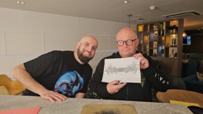 Christophe Szpajdel, aka "The Lord of the Logos," with mymetaloftheday David, with final logos