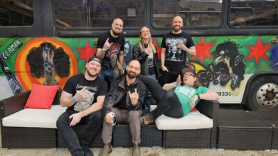 Mad with Power 9: An interview with Lords of the Trident, May 2, 2026 David (mymetaloftheday) with Lords of the Trident in the Reggie's "bus depot"
