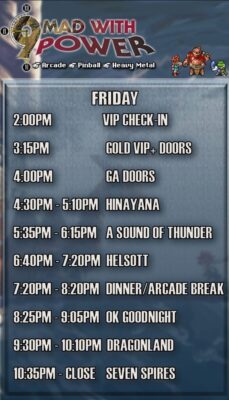 Mad with Power Fest 9, June 2026 - Day 1 Schedule Mad with Power Fest 9, June 2026 - Day 1 Schedule