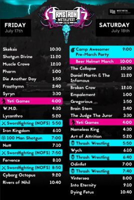 Armstrong Metal Fest 2026, July 17 & 28, 2026 - Schedule